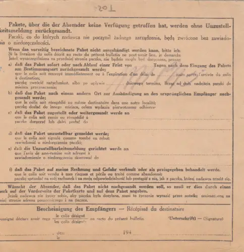 Carte de colis international GG Skierniewice, DRINGEND après fidélisation - Oeuvre, Stubbe 31