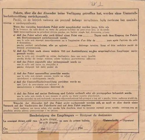 Carte de colis international GG Lemberg - DRINGEND - Valeur indiquée par Freidberg