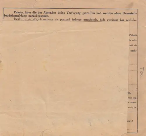 Carte de paquet international GG Bochnia vers Salzwedel, contenu Wehrmachtsgrund