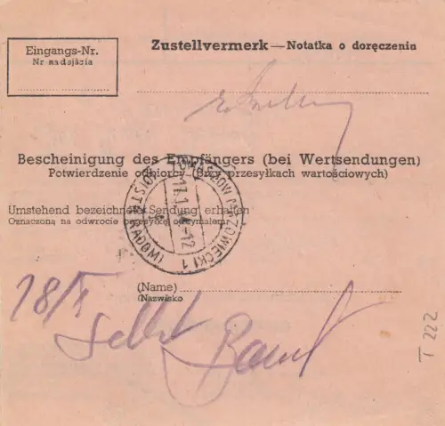 Carte d'urgence GG de Cracovie à Tomaszow-Maz, formulaire rare