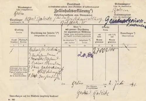 GG Déclaration de droits Berlin-Radom: lavage à corps, etc. avec carte de colis d'urgence