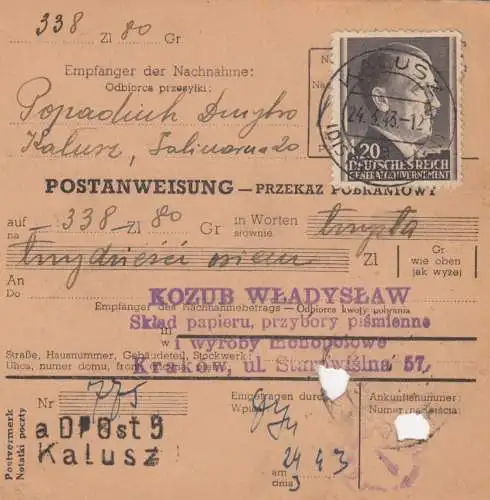 GG Instruction postale Kalusz-Krakau, DP Est 5, EF, portofach