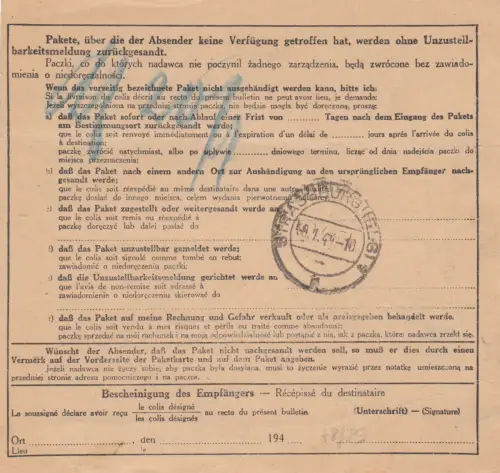 GG: Carte de colis international Podhajce à Strasbourg, SS-Freiv. Div Galicien, Pz. Jäger