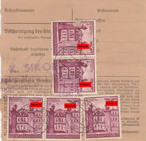 GG: Inlandspaketkarte Krakau-Warschau, sehr seltene 1 Zloty MeF, Eilboten, 19kg