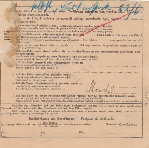 GG: Carte de colis international Zyrardow - Bad Nauheim, Min. 86A, MeF