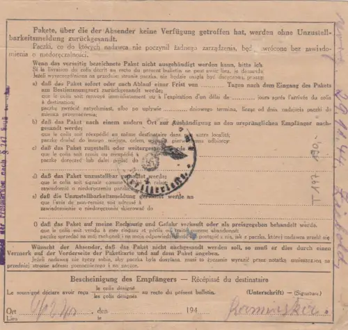 Carte de paquets internationaux GG Kielce-Berlin, Pas de frais de livraison, EF #87A