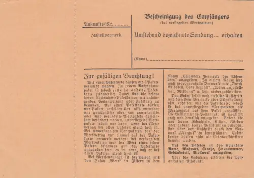 GG Inlandspaketkarte Mrozy -Warschau - Fehlgemeldet