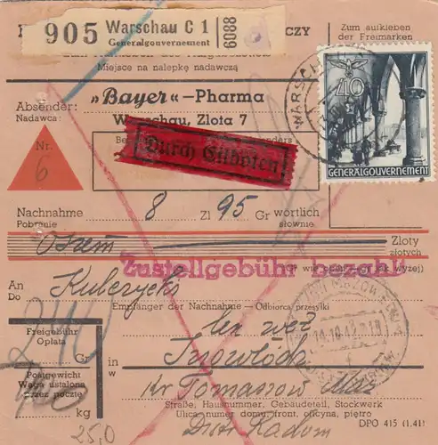 Carte de paquet intérieur GG NN Eilboten, Bayer-Pharma