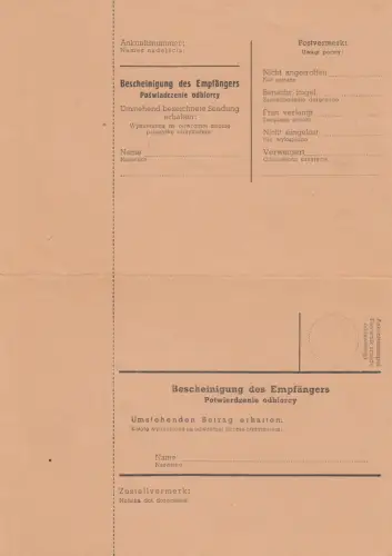 GG: commande postale avec carte de paquet NN blanko formulaire, connecté