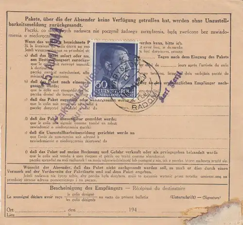 GG: Judaika: Carte de paquet Skarystsev à KZ Mauthausen