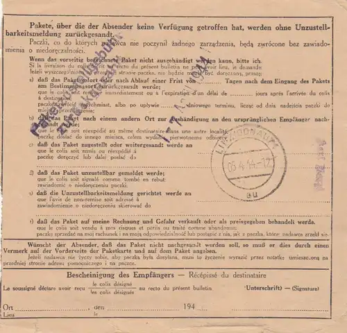 GG: Judaika: Carte de paquet Boernerovo à KZ Mauthausen