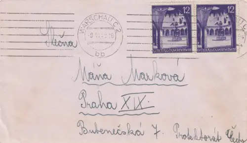 GG: Judaika: Brief aus Warschau, Ghetto, Rosenbaum nach Prag