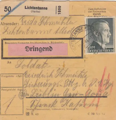 GG: Judaika: Carte de paquets Lightanne à Batl Lublin de sauvegarde