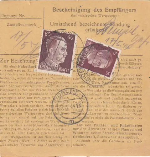 GG: Judaika: Carte de paquets Lightanne à Batl Lublin de sauvegarde