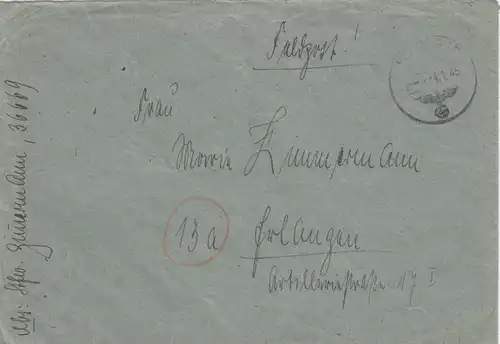 GG: 2./4./5.1.1945, 3x FeldpostNr. 36669 nach Erlangen