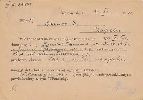 GG: 14.12.1944: Commission majeure polonaise de Cracovie après Oppeln