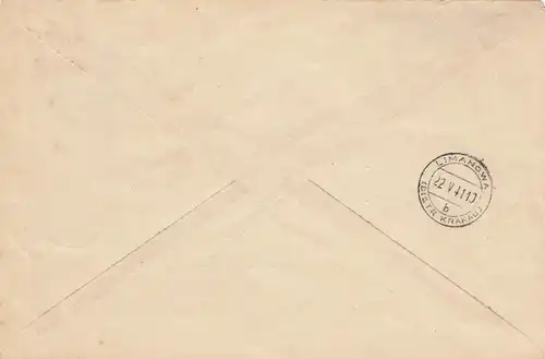 GG: R-Brief Limanowa, portorichtig Z2, Sammlerpost aber korrekt frankiert