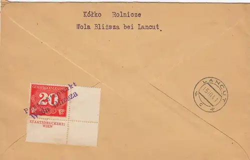 GG: R-Brief Lancut, Absender Poststützpunkt, portorichtige Entwertung