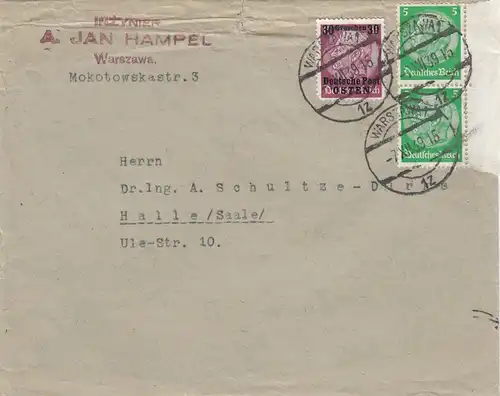 GG poste tôt: 7.12.39 Varsovie vers Halle Saale, porto-festival