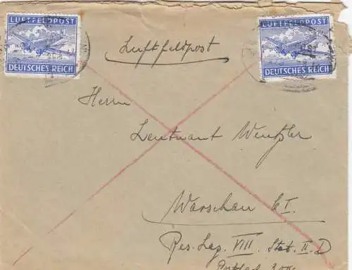 GG Airfeldpost Munich à Varsovie avec contenu de la lettre