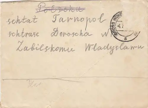 GG Brief Gross Wokern nach Tarnopol mit Briefinhalt