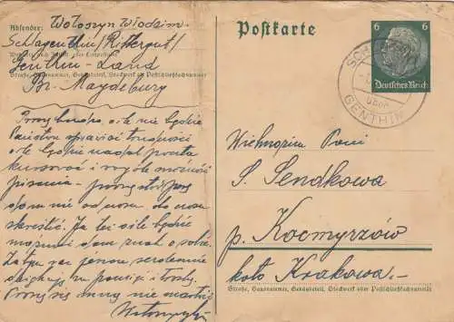 Carte postale GG 4x à la même adresse Magdeburg/Schlangentin-Krakau