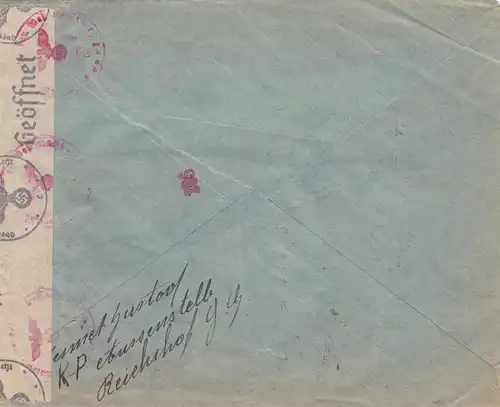 GG Belgien: Reichshof als Einschreiben Eil, portogerechte hohe Frankatur, Zensur