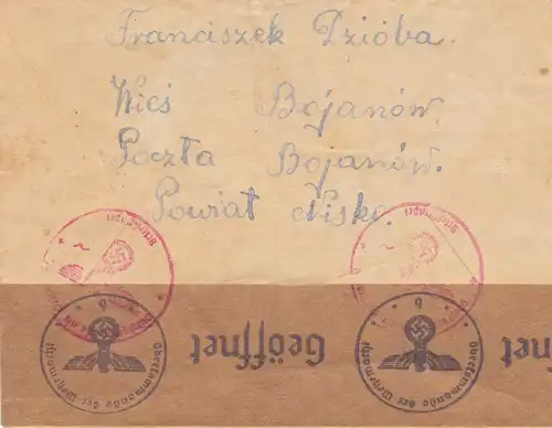 GG Demark: portogerechter Brief Bojanow/Nisko nach Dammark