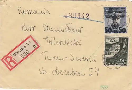 GG Roumanie: inscription Varsovie, à Turun, censure