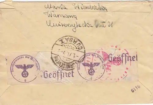 GG Roumanie: inscription Varsovie, à Turun, censure