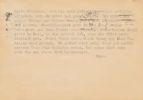 GG Schweiz Warschau als Postkarte an das Rote Kreuz, Kriegsgefangene