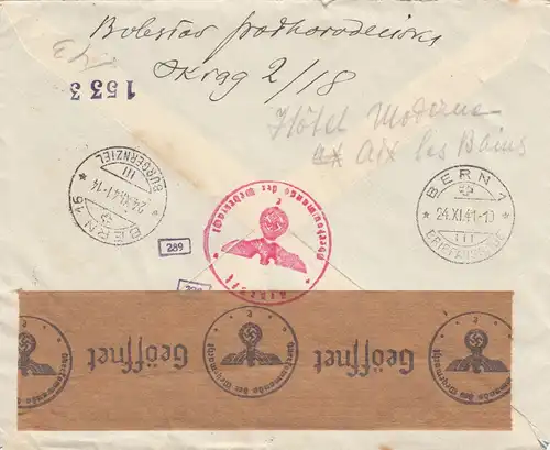 GG Suisse Lettre recommandé Varsovie à Berne, censure