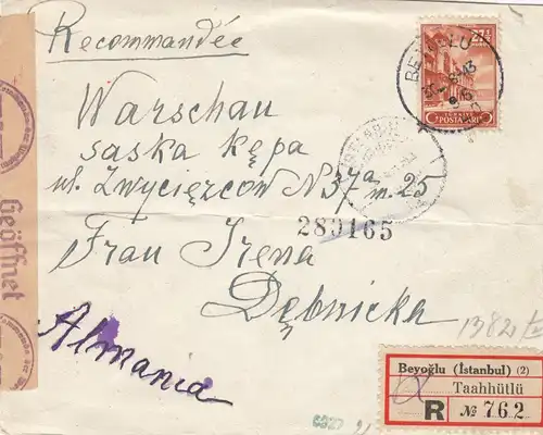 GG Turquie: Lettre de Beyoglu à Varsovie, censure