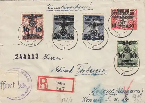 GG Hongrie: lettre recommandée Radom du directeur du département à Losonc, censure