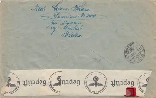 Hongrie 27.12.39, lettre précédente Saybusch, porto spécial, portable, Dt. Ambassade