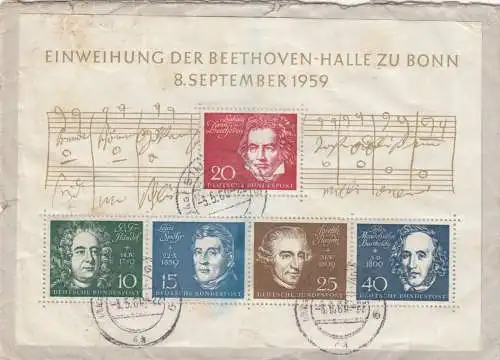 1960 Eilboten von Stuttgart nach England, rückseitig Beethoven Block