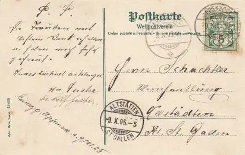 1905: Ansichtskarte Apenzell nach Alstsädten