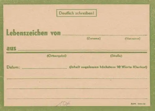 Message rapide /Carte postale verte, blanchâtre HtW. 4804 43