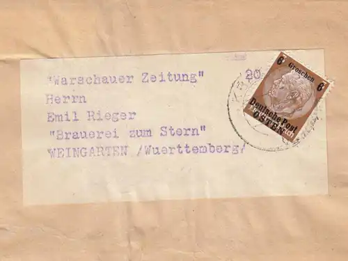 GG Zeitungsdrucksache Streifband Krakau Weingarten- Brauerei zum Stern