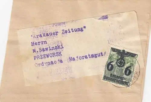 GG Zeitungsdrucksache Streifband Krakauer Zeitung nach Przeworsk, 6Gr EF
