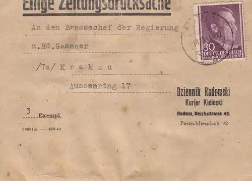 GG grave article de presse Streifband à chef de la presse du gouvernement Gassener, EF