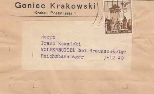 GG Zeitungsstreifband, Drucksache Goniec Krakowski nach Wolfenbüttel