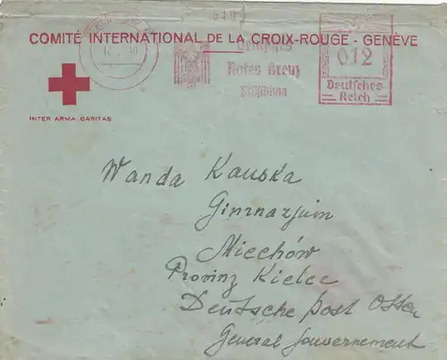 GG Croix-Rouge: Bureau de Berlin comme lettre à Miekhov/Kielce