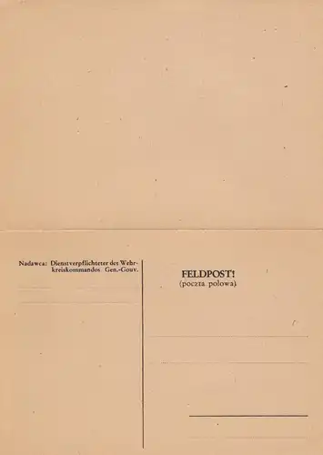 GG Formular: Dt. poln. Feldpostkarte blanko, SELTEN