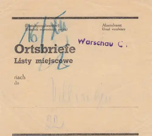 Formulaire GG: Lettres locales de Varsovie - Villingen
