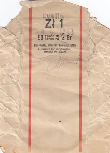 GG: Generalgouvernement: Banderole für 1 Zloty a 2 Gr. von 1943