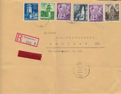 GG Großbrief R-Eil Brief Tschenstochau nach Beuthen, schöne MiF