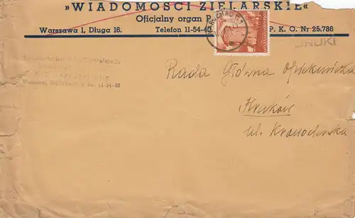 GG C'est une lettre de lettre "Herbages" Service central de l'agriculture de Cracovie