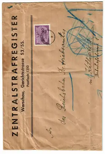 GG Dienst portogerechte 3. Gewichtsstufe Zentralstrafregister Warschau-Reichbahn