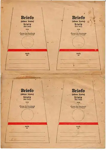 GG Formular: Bahnhofszeitungen DPO 403a zu 4 (8.42), Rückseite Briefe - Liste
